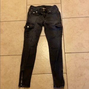 True Religion gray cargo skinnies size 27